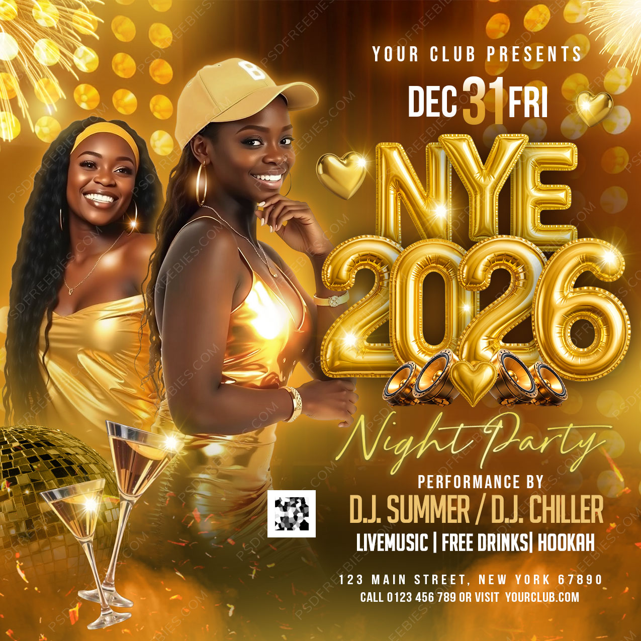 New Year 2026 Celebration Social Media Flyer PSD Template