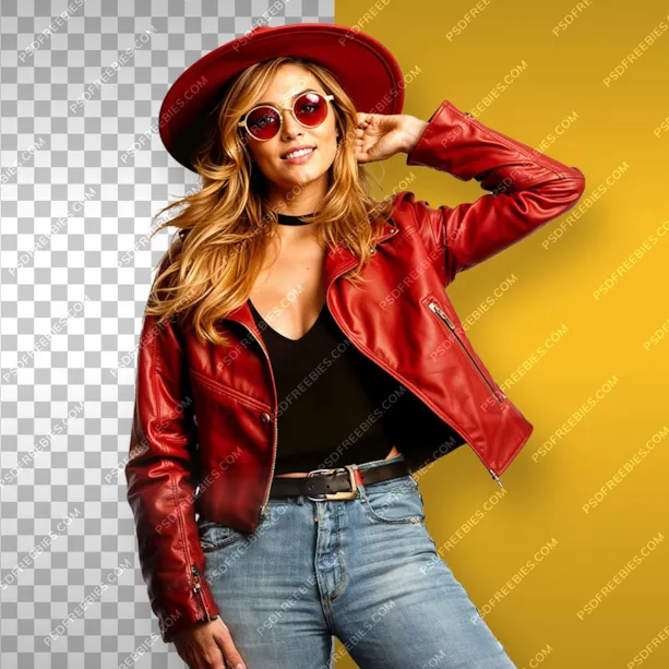 Cool Girl in Jacket PNG
