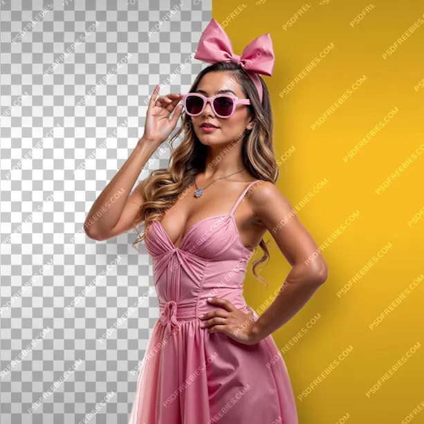 Girl in Soft Pink Outfit PNG