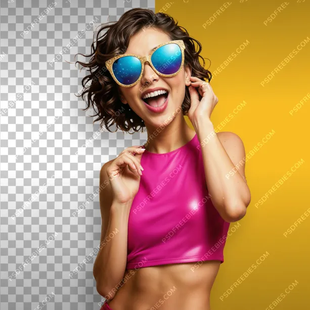 Happy Girl wearing Sunglasses PNG