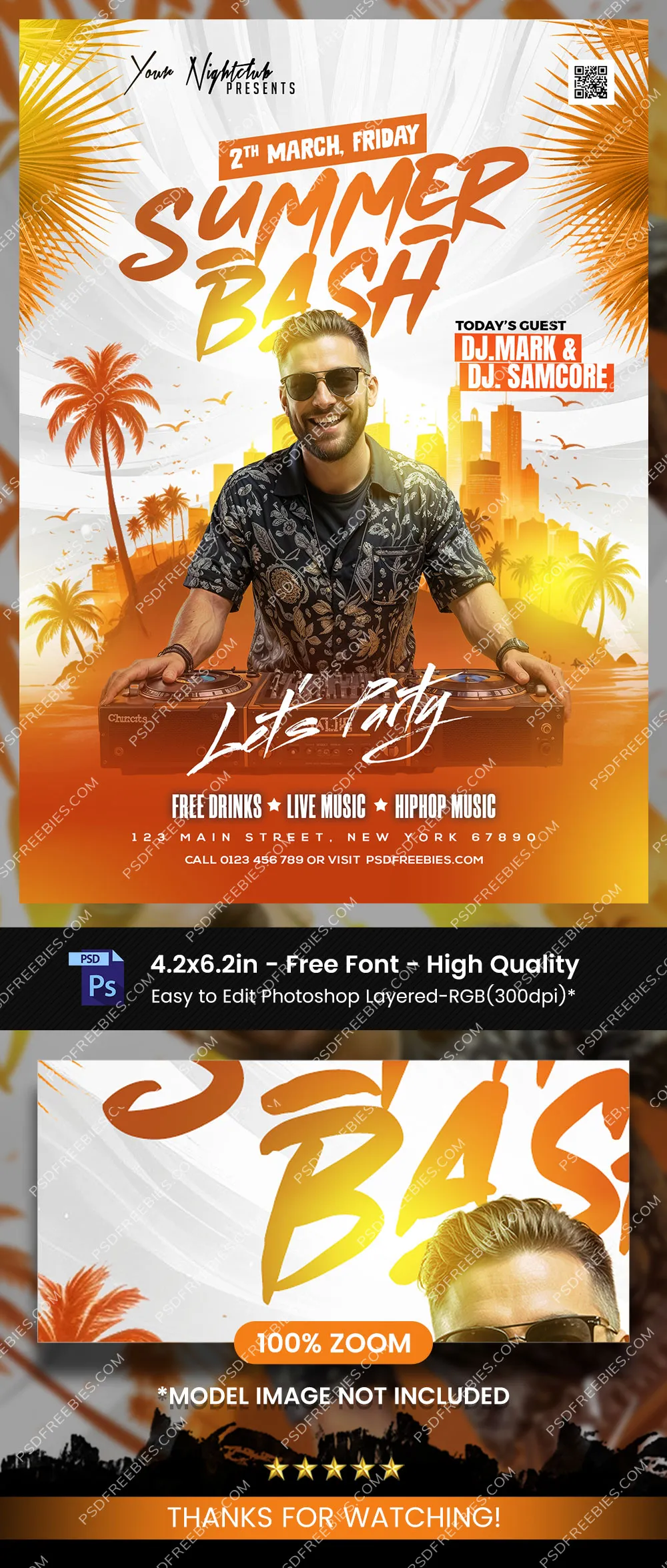 Summer Bash Party Flyer PSD Template