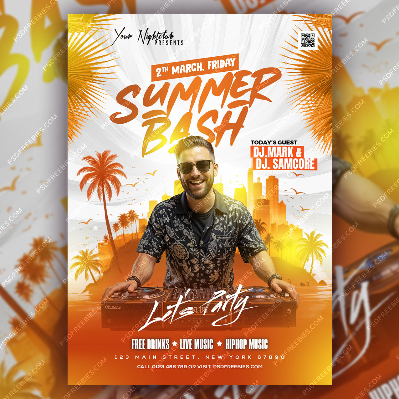 Summer Bash Party Flyer PSD Template