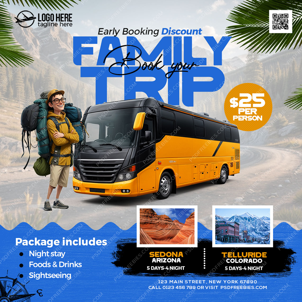 Travel Agency Promotional Social Media Post PSD