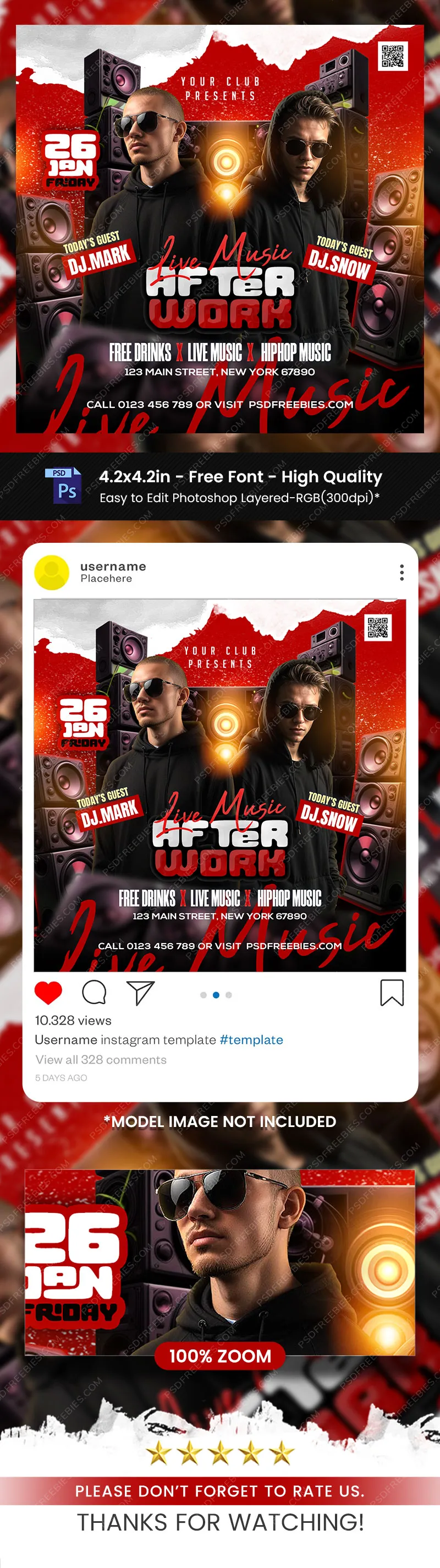 Weekend Music Party Post PSD Template Vol 2