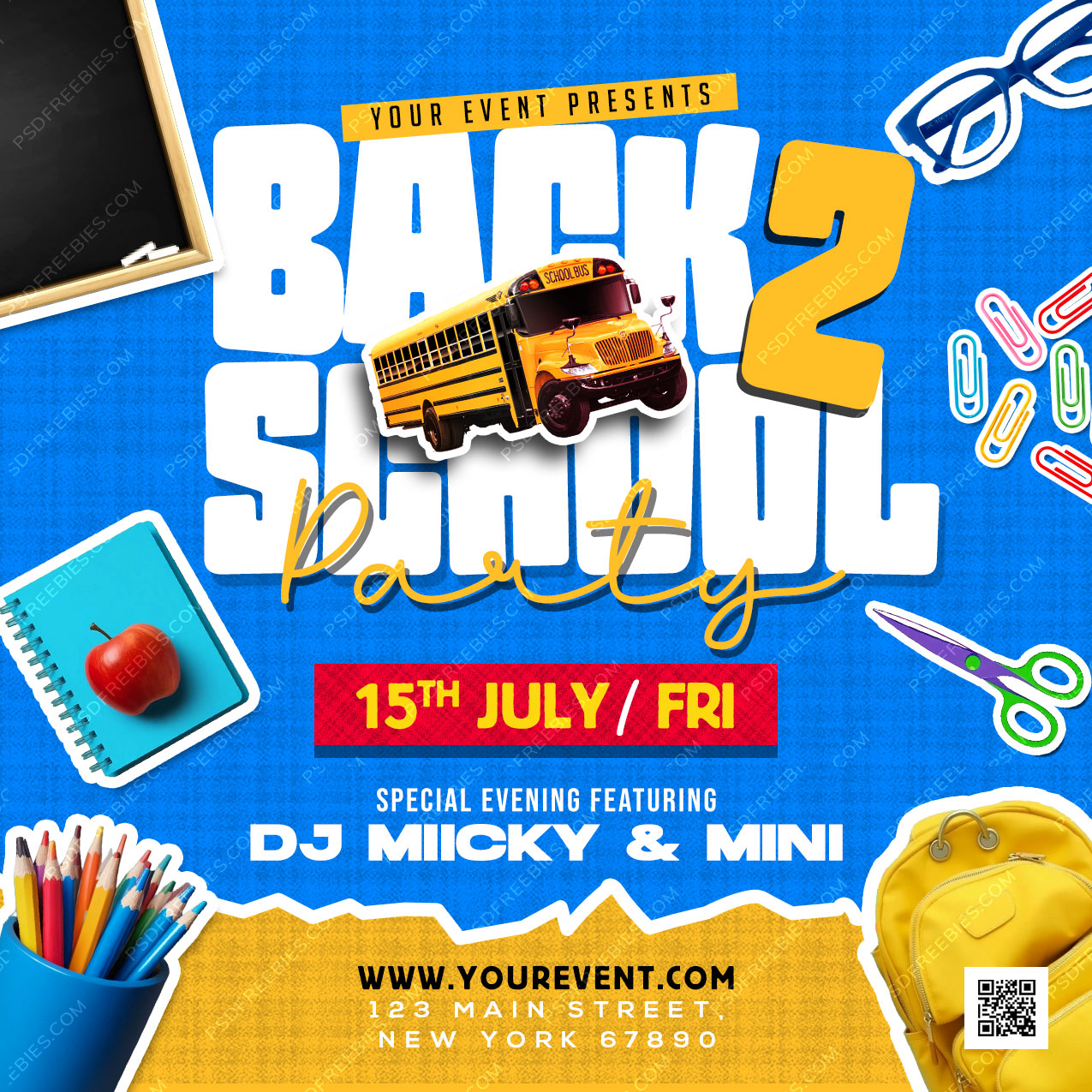 Back 2 School Social Media Post - Back 2 School Social Media Post PSD Template