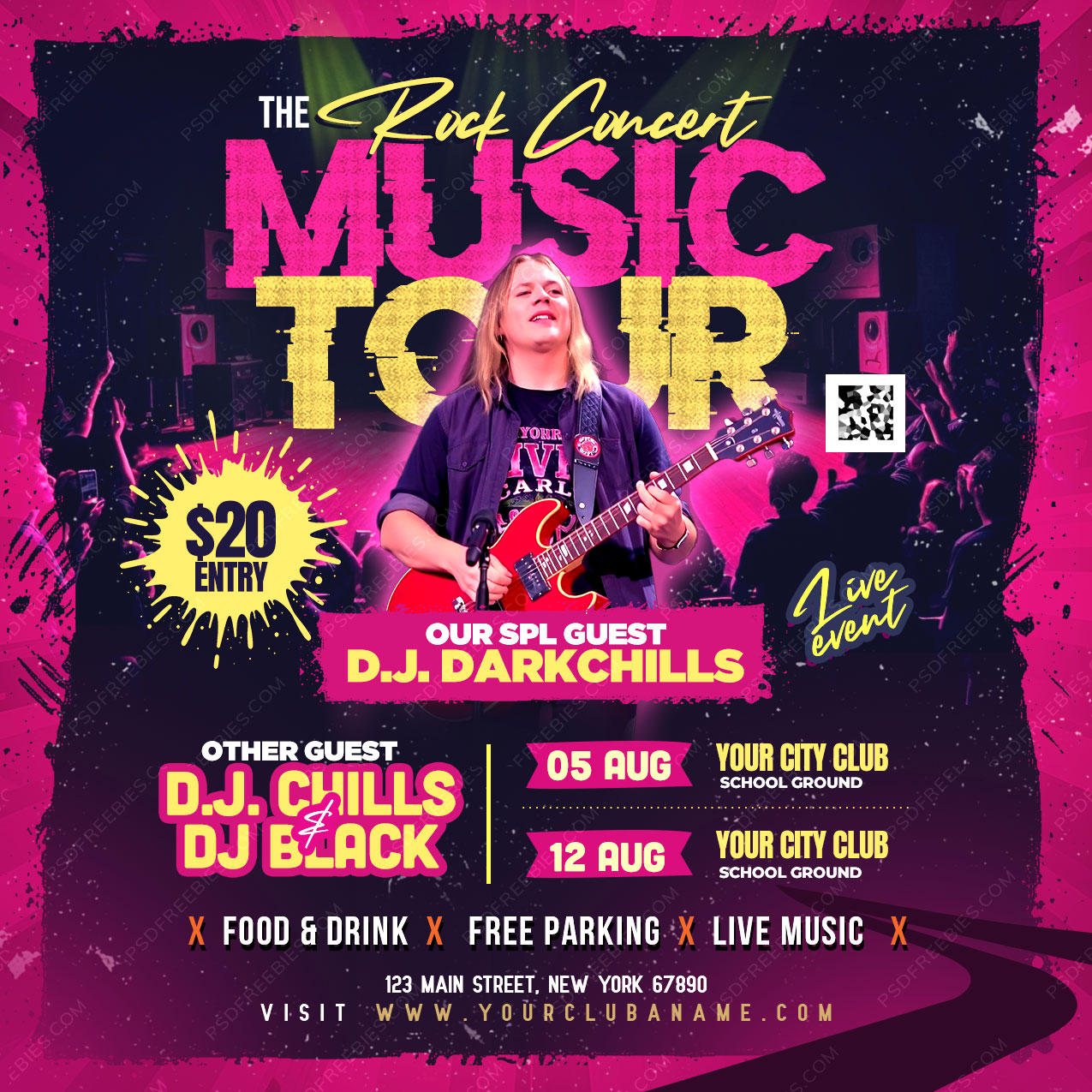 Rock Music Tour Concert Social - Rock Music Tour Concert Social Media Post PSD 