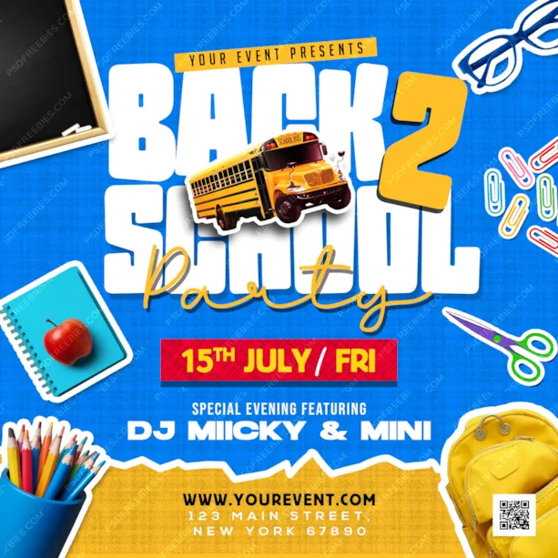 Back 2 School Social Media Post PSD Template