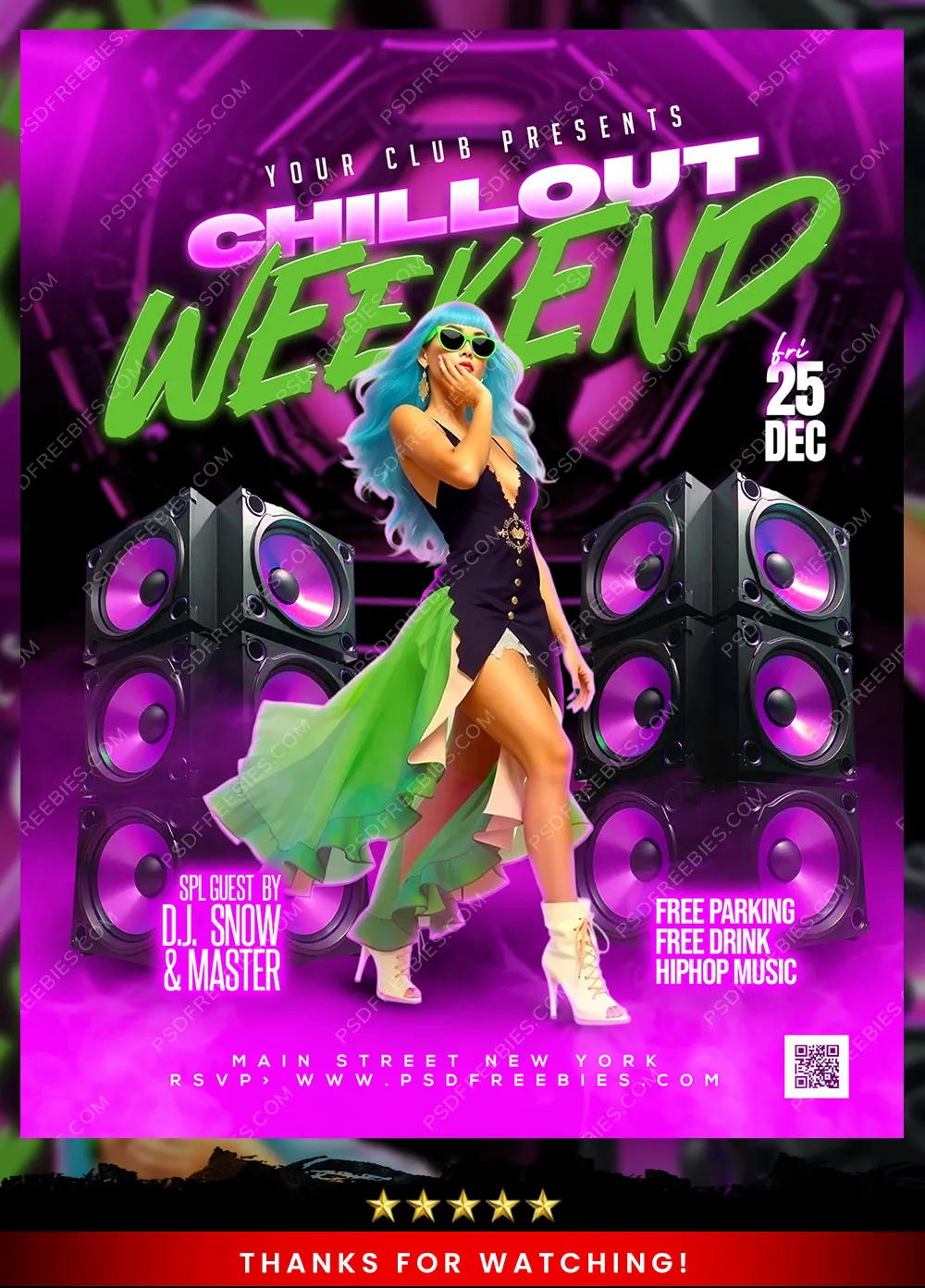 Chillout Weekend Night Club Flyer PSD Template