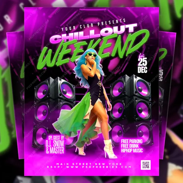 Chillout Weekend Night Club Flyer PSD Template