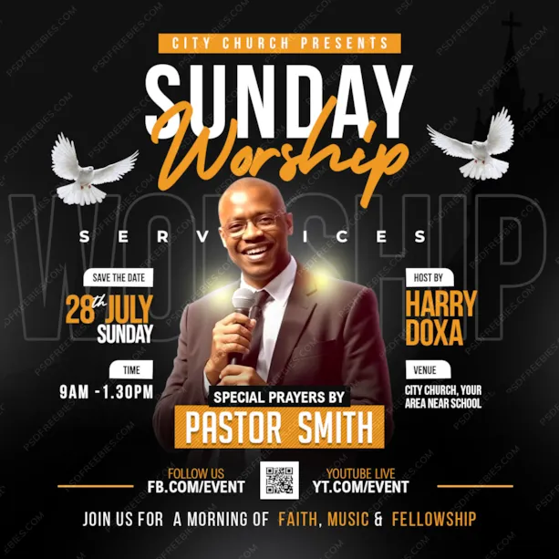 Church Sunday Event Social Media Post PSD Template