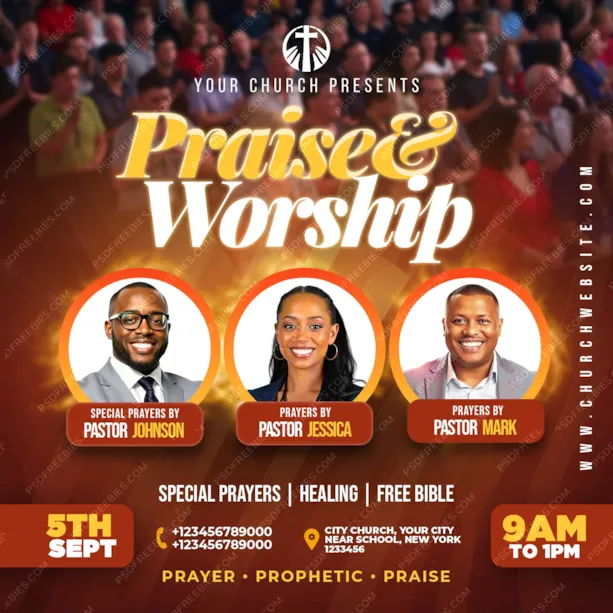 Church Sunday Service Social Media Post Design PSD