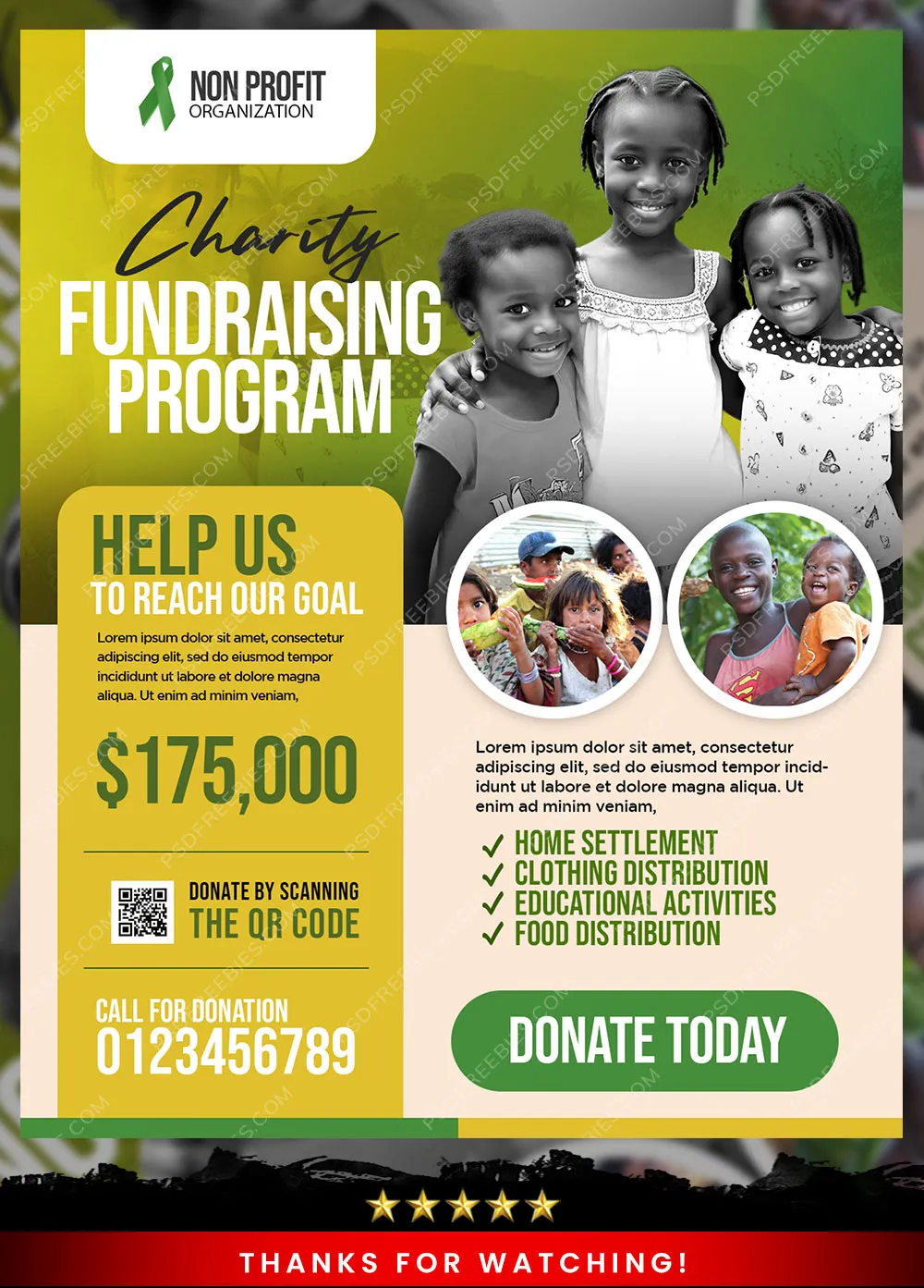 Editable NGO Charity Fundraisers Flyer PSD Template