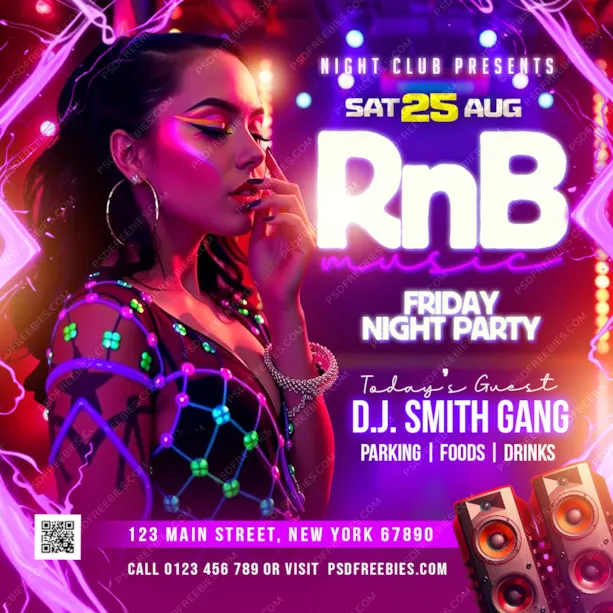 Editable RnB Music Party Social Media Post PSD