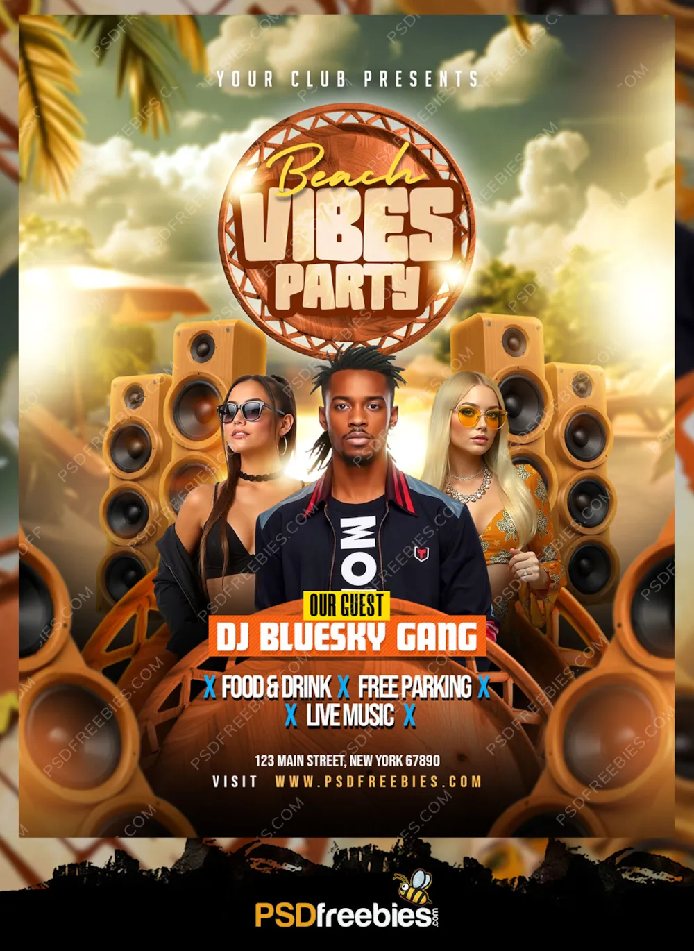 Editable Summer Beach Party Flyer PSD