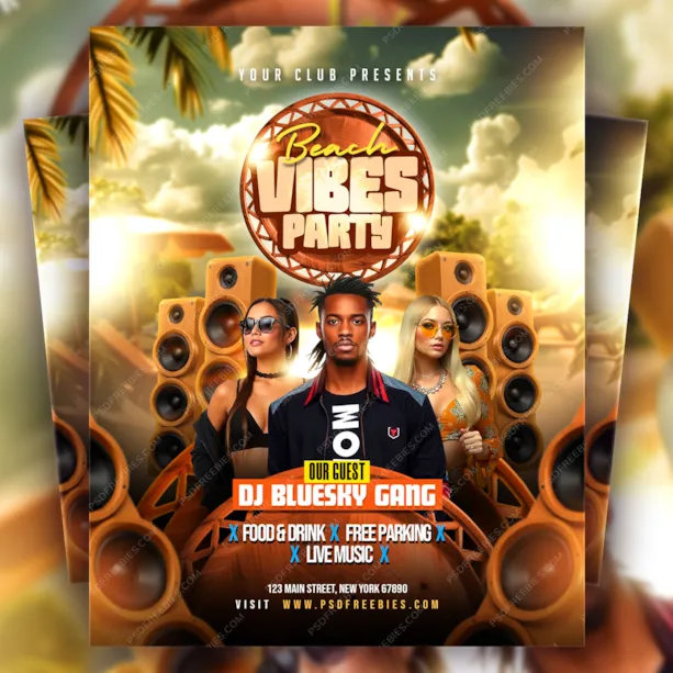 Editable Summer Beach Party Flyer PSD