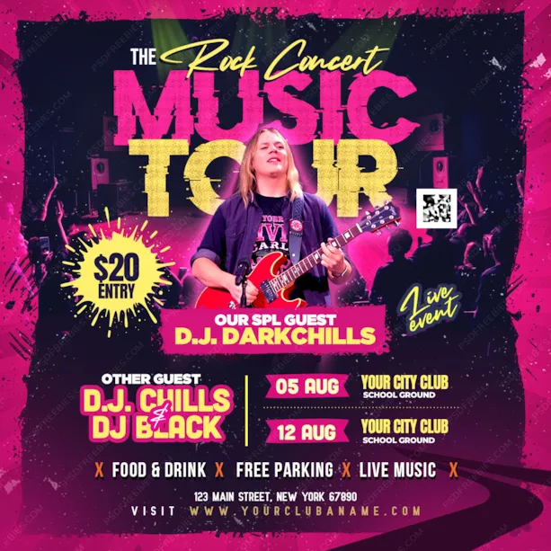 Rock Music Tour Concert Social Media Post PSD