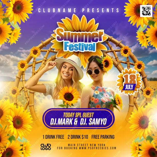 Summer Festival Music Event Soical Media Post PSD