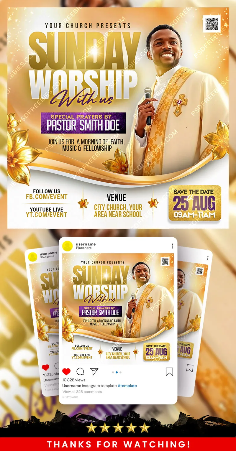 Sunday Church Conference Social Media Post PSD
