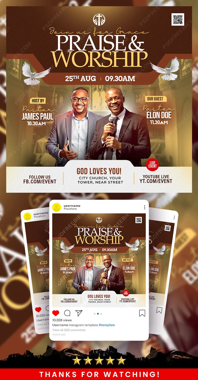 Sunday Encounter Service Church Post PSD Template