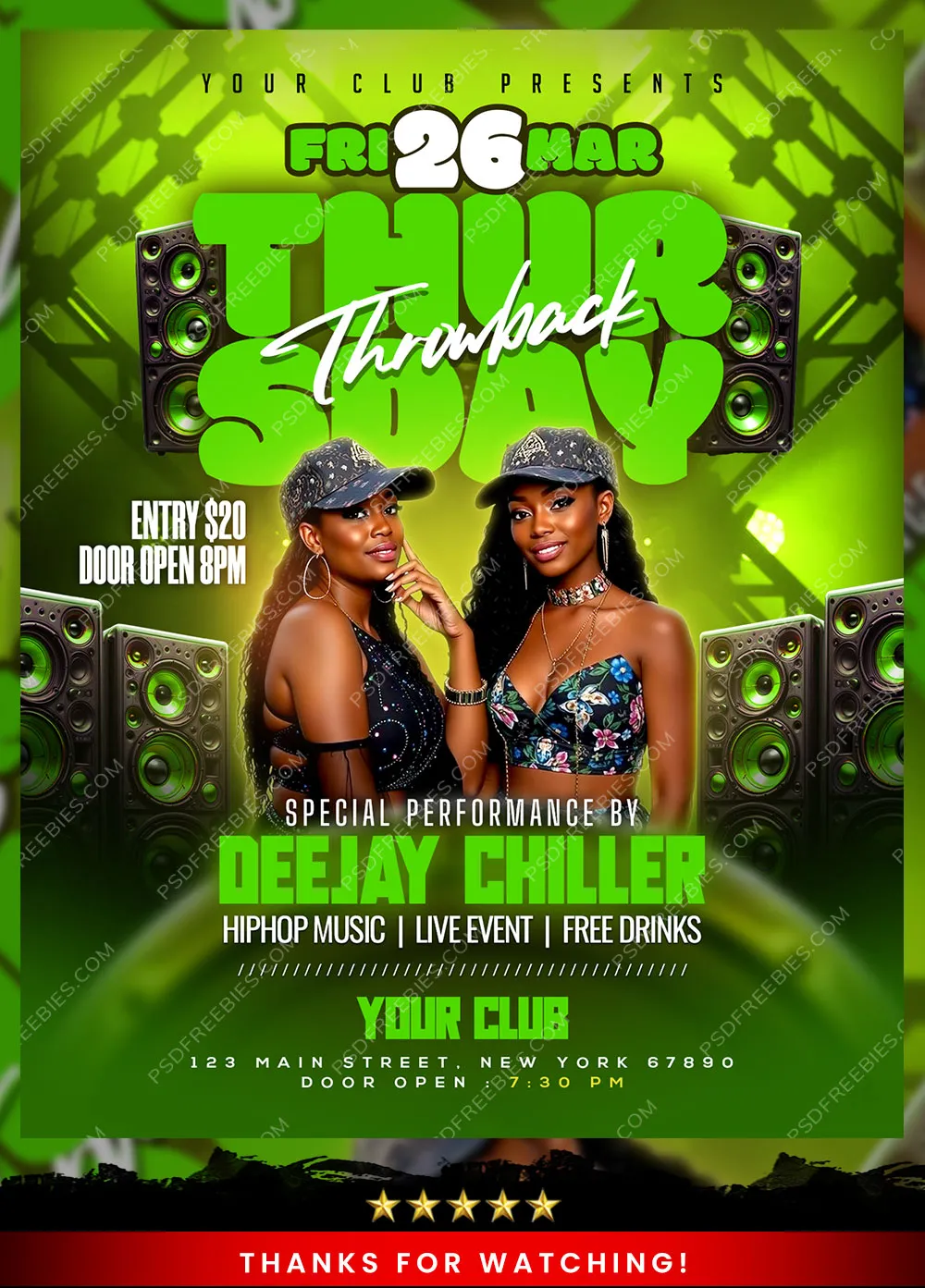 Thursday Throwback Club Party Flyer PSD