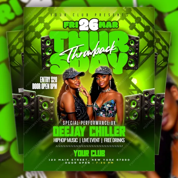 Thursday Throwback Club Party Flyer PSD