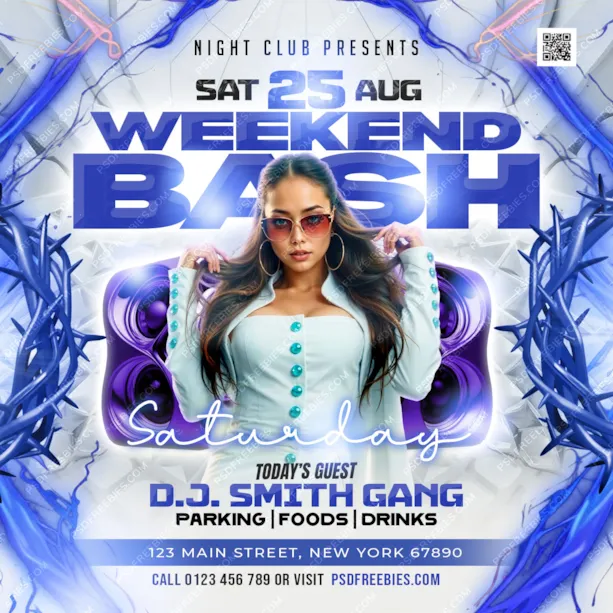 Weekend Bash Club Music Party Post PSD