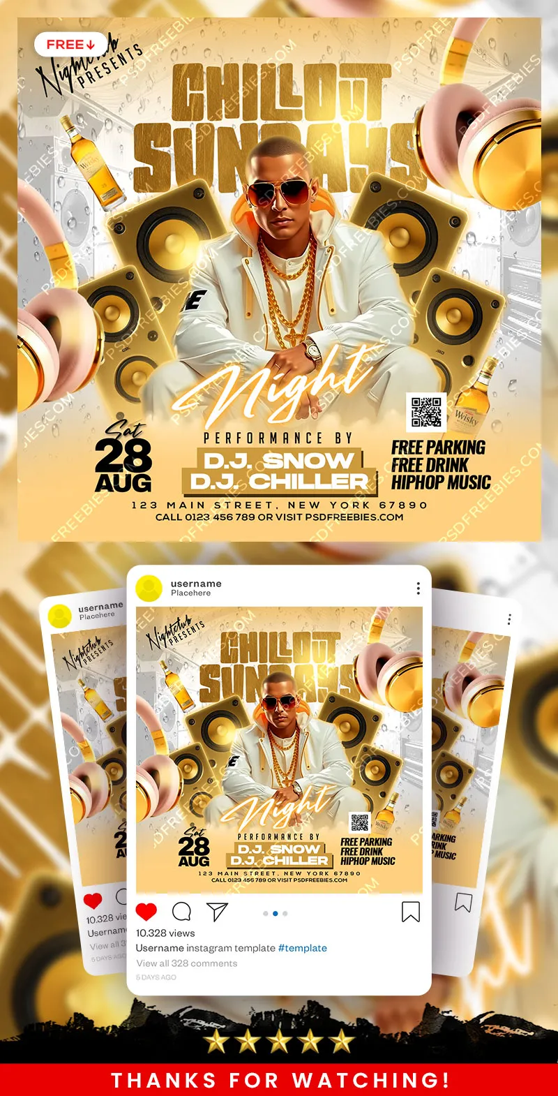 Chillout Sunday Night Club Party Post PSD