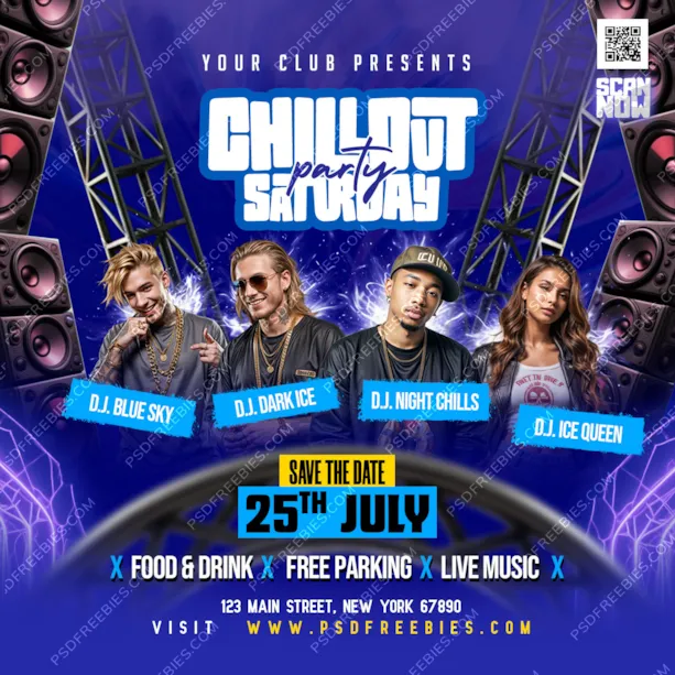 Editable Chillout Weekend Club Party Post PSD