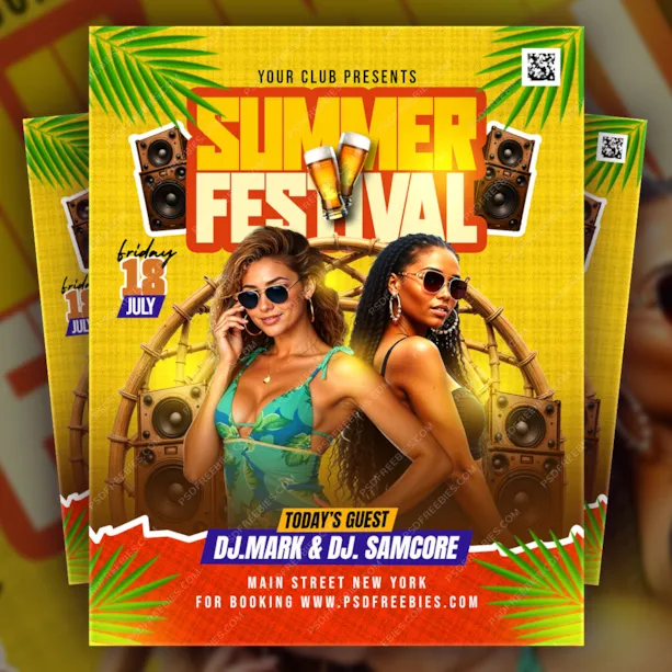 Editable Summer Music Festival Flyer PSD Template