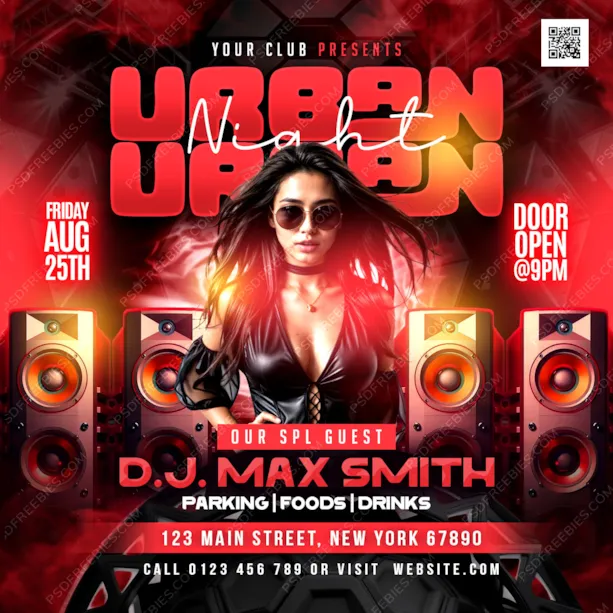 Editable Urban Night Music Party Post PSD