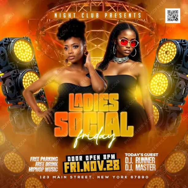 Friday Night Ladies Club Party Post PSD