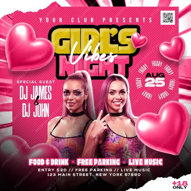 Girls Night Ladies Night Party Post PSD Template