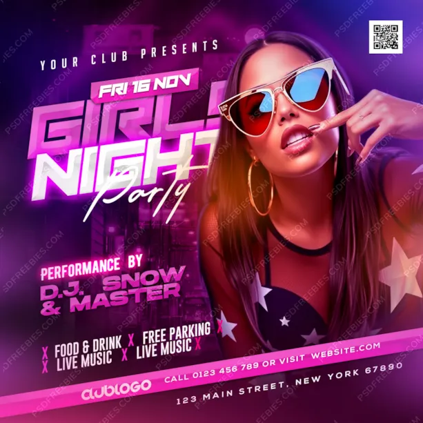 Girls Night Out DJ Party Instagram Post PSD