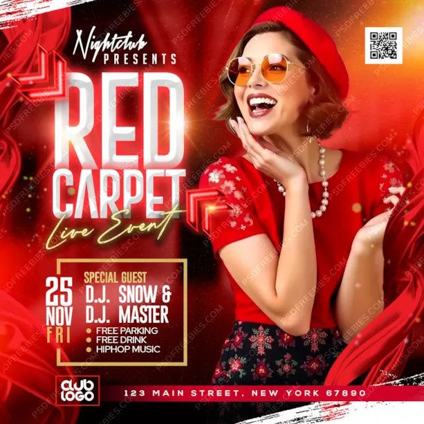Red Carpet Event Party Instagram Post PSD