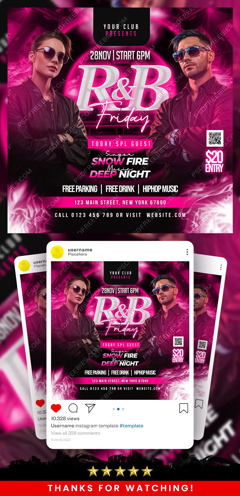 RnB Nightclub Party Post PSD Template