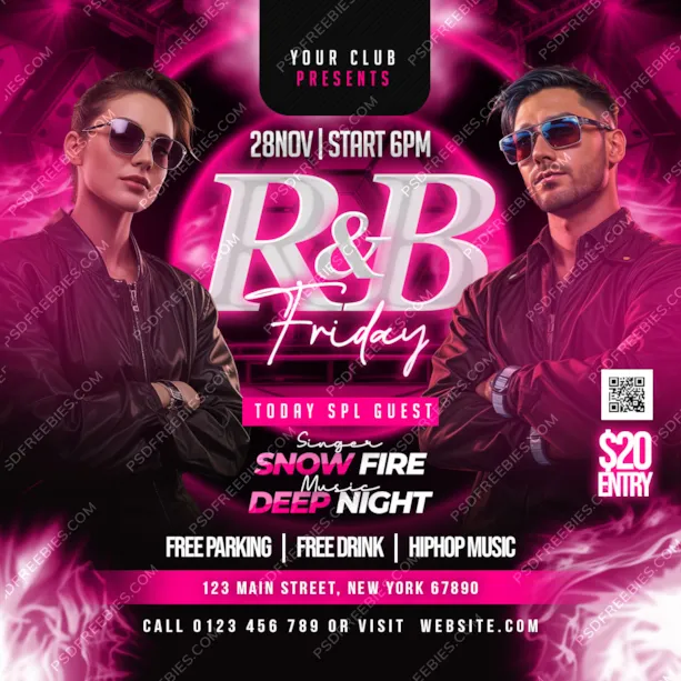 RnB Nightclub Party Post PSD Template