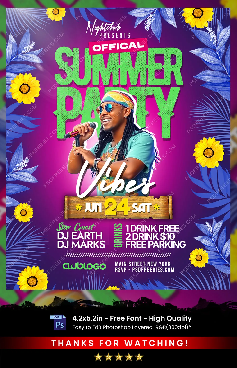 Summer Party Vibes Flyer Design PSD