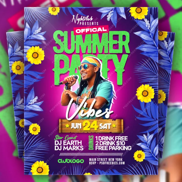 Summer Party Vibes Flyer Design PSD