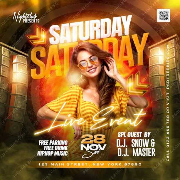 Weekend DJ Night club Party Instagram Post PSD
