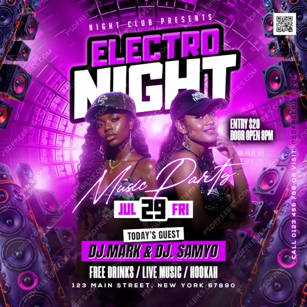 Weekend Electro Night Music Party Post PSD