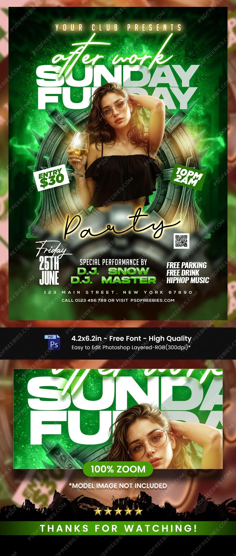 After Work Night Club Music Party Flyer PSD