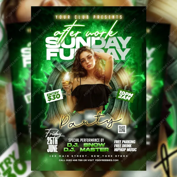 After Work Night Club Music Party Flyer PSD