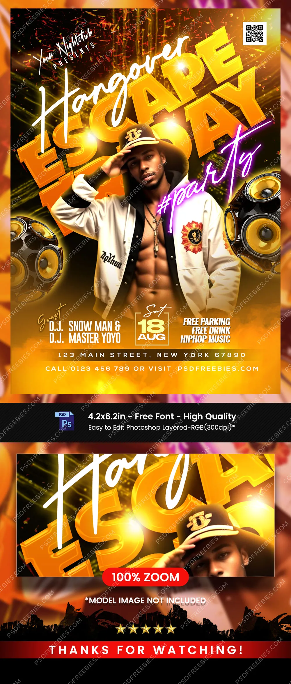 All Night DJ Party Flyer PSD Template