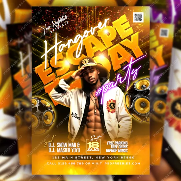 All Night DJ Party Flyer PSD Template