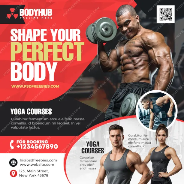 Bodybuilding Gym Promotional Social Media Post PSD