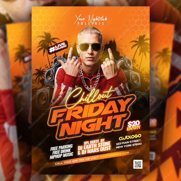 Chillout Friday Night Party Flyer PSD