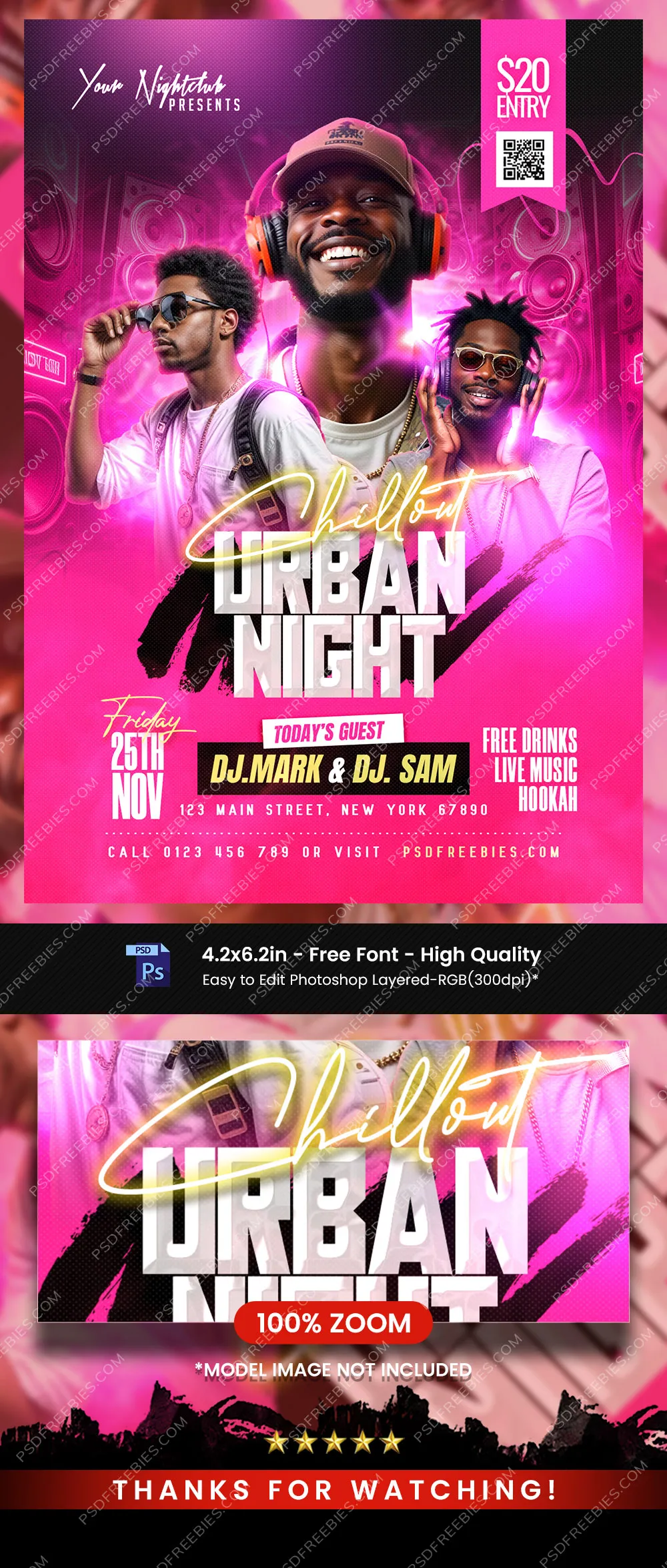 Chillout Urban Night Party Flyer PSD