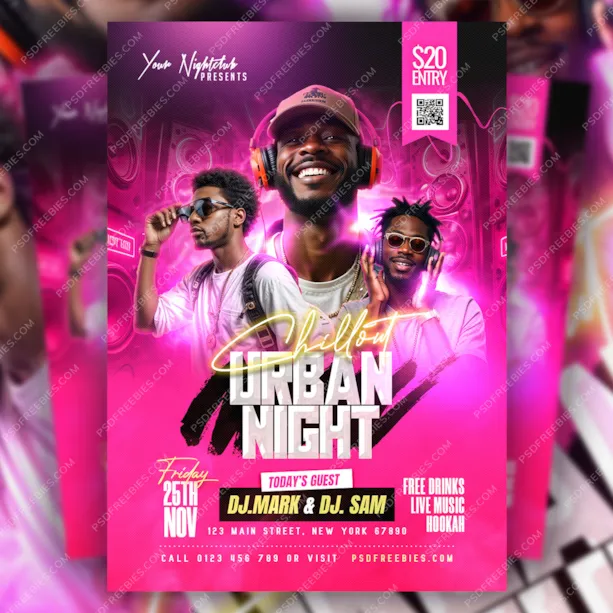Chillout Urban Night Party Flyer PSD
