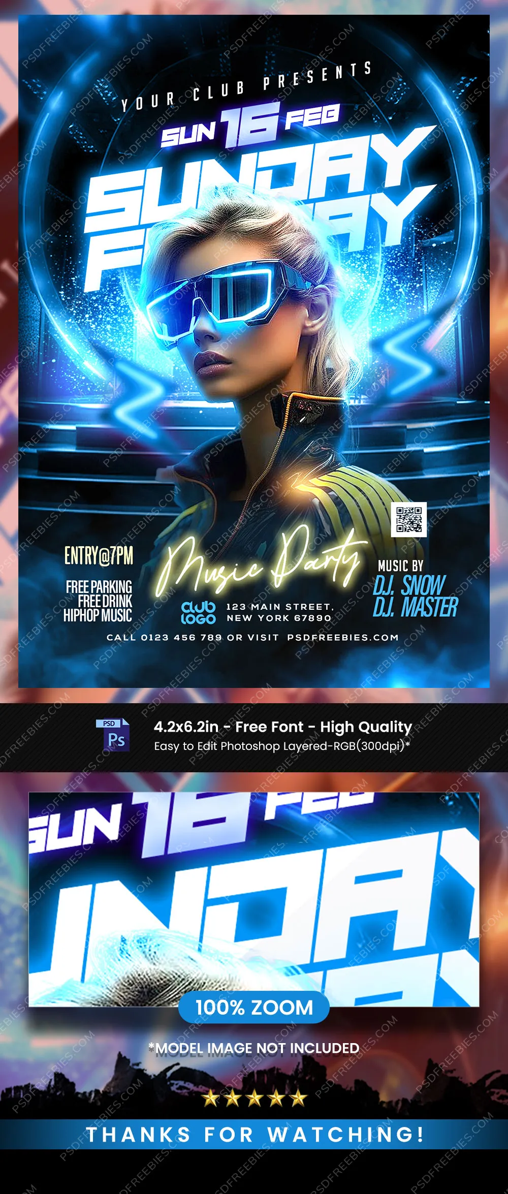 Crazy Weekend Club Music Party Flyer PSD