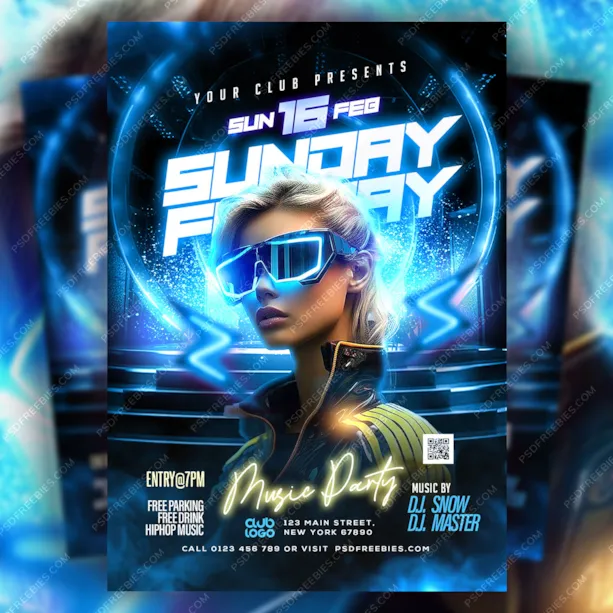 Crazy Weekend Club Music Party Flyer PSD